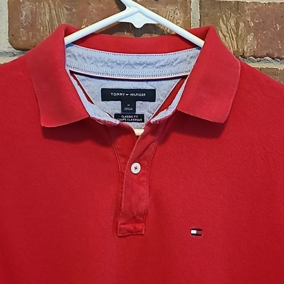 Tommy Hilfiger Vibrant Red Classic Fit Polo Shirt, Size Medium - Picture 3 of 5